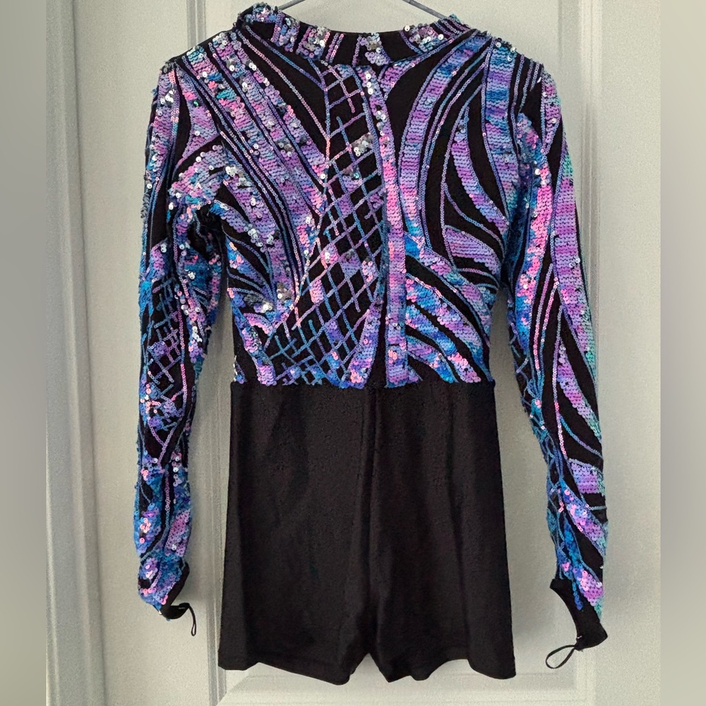 Colorful Sequin Long Sleeve Dance Romper